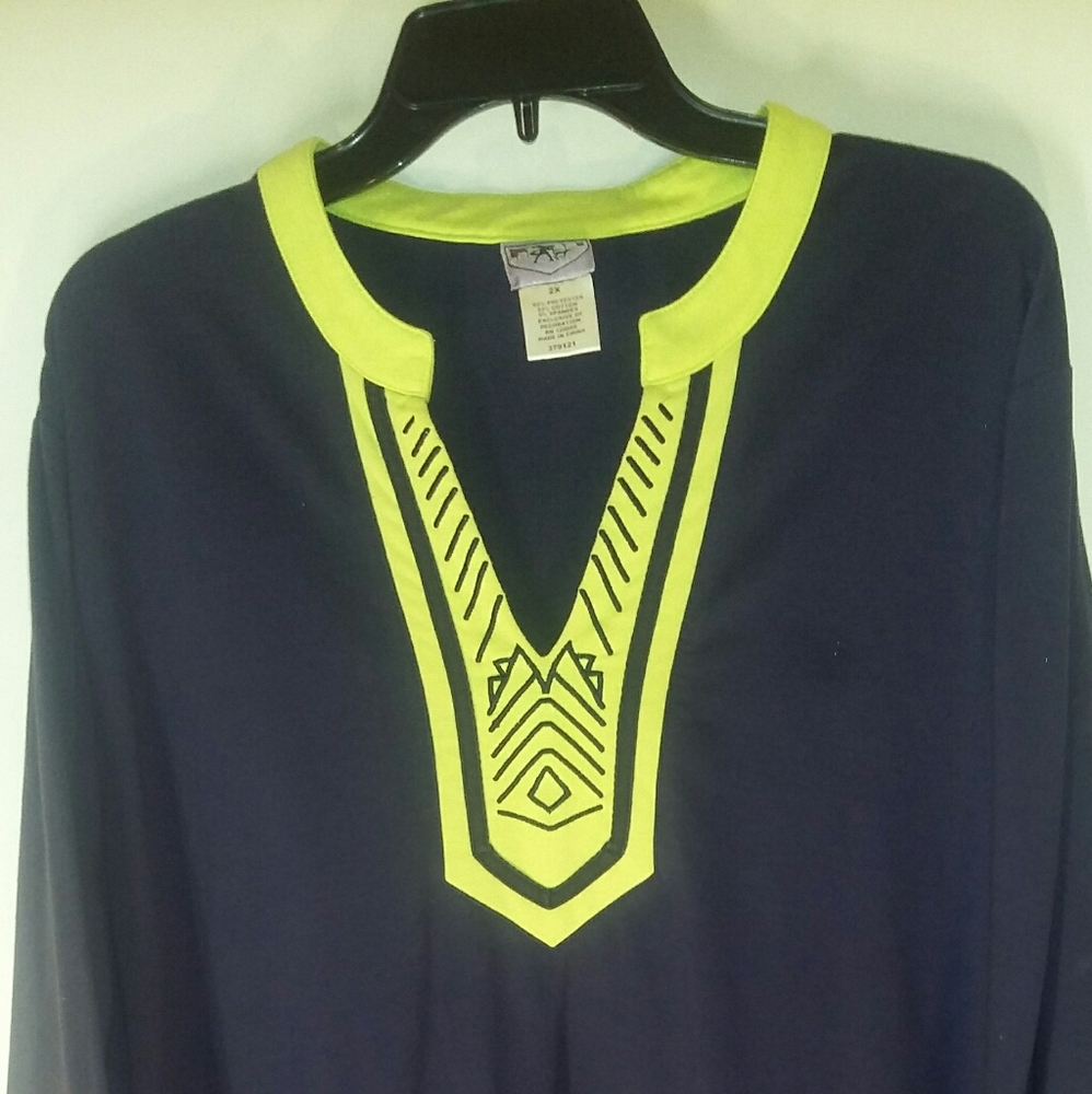 Navy blue & Green Tunic Top size 2x